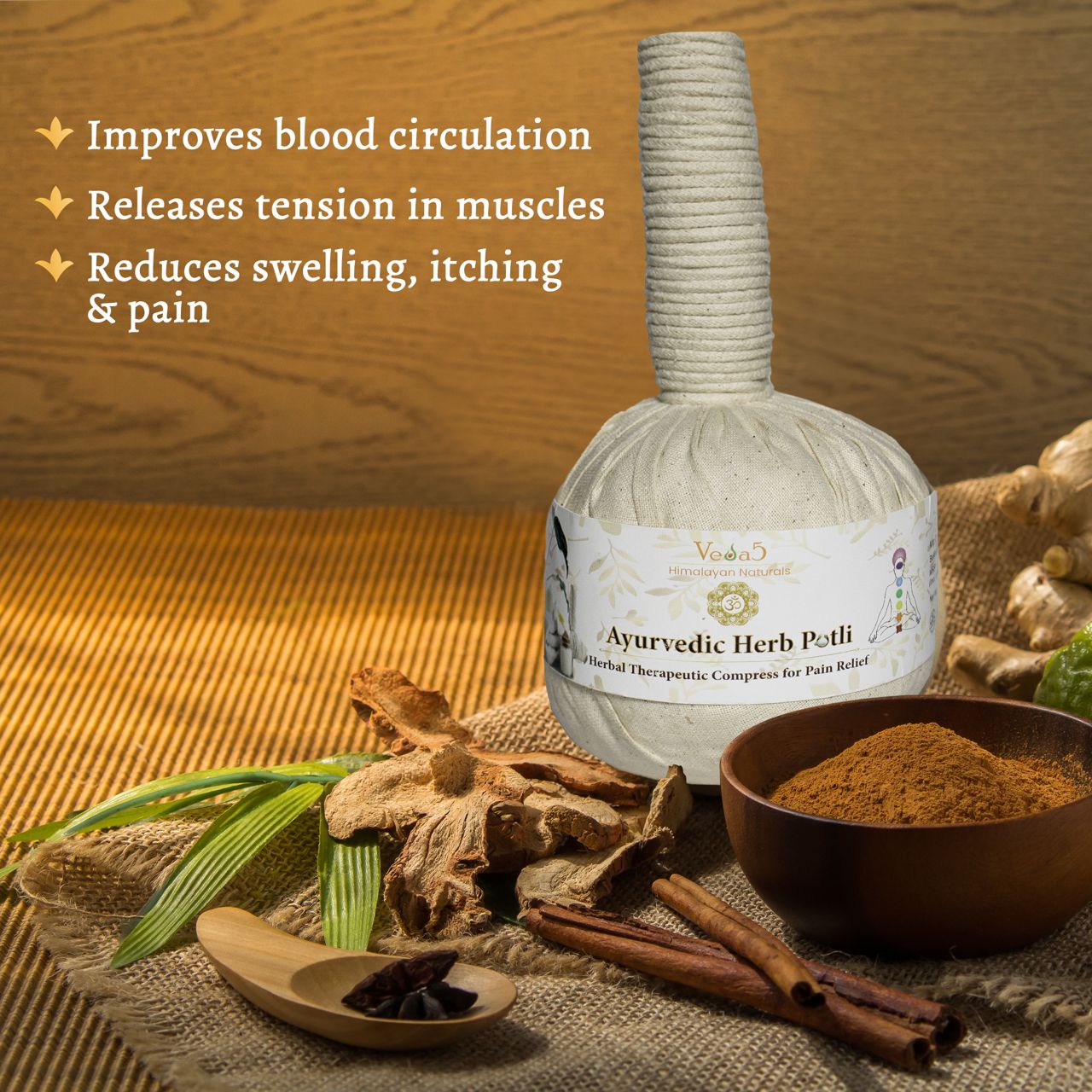 Ayurvedic Herbal Potli Therapeutic Potli for Pain Benefits 2 Veda5 Himalayan Naturals