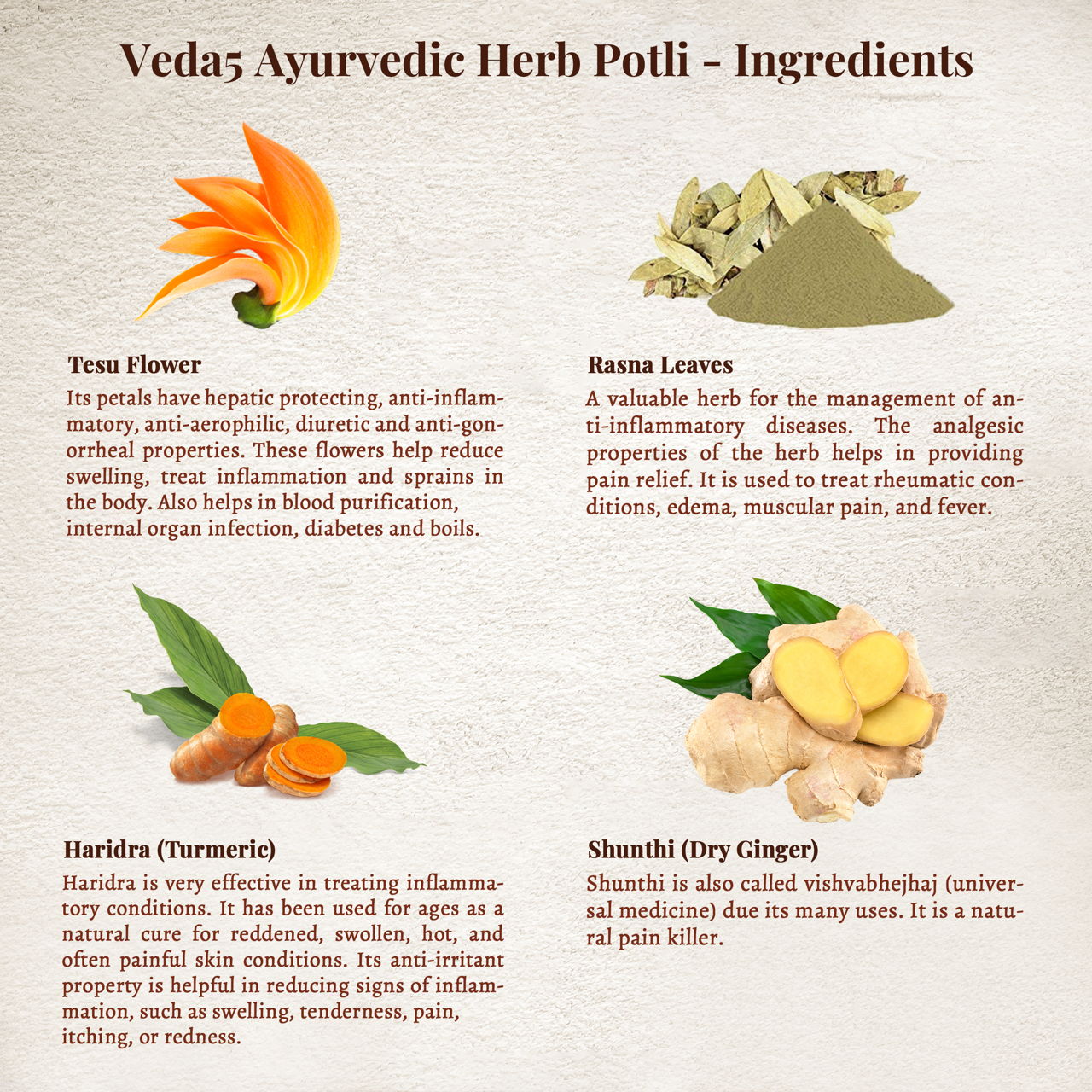Ayurvedic Herbal Potli Therapeutic Potli for Pain Ingredients 1 Veda5 Himalayan Naturals
