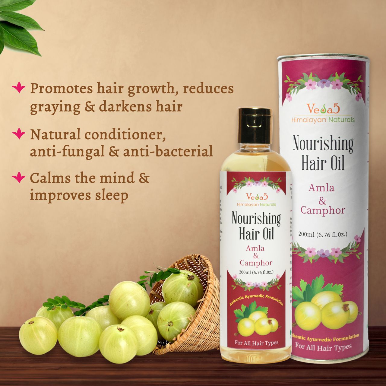 Nourishing Hair Oil Amla Camphor Benefits 2 Veda5 Himalayan Naturals