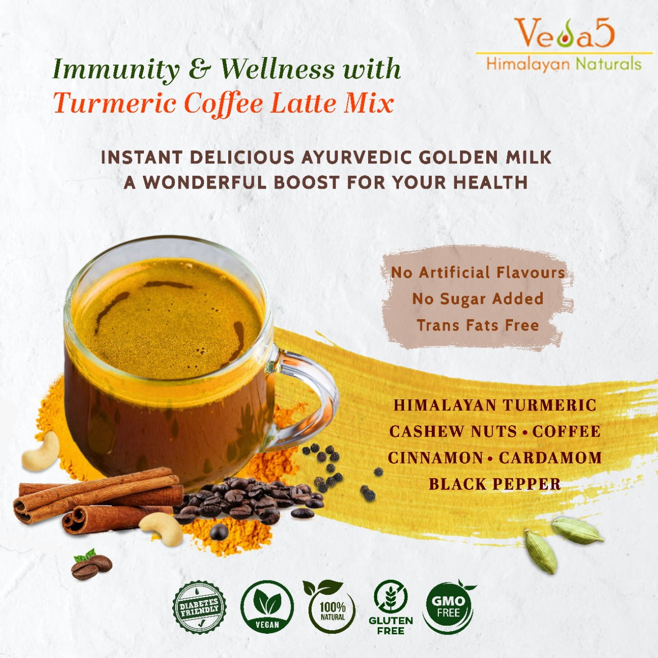 Turmeric Coffee Latte Mix Ingredients Veda5 Himalayan Naturals