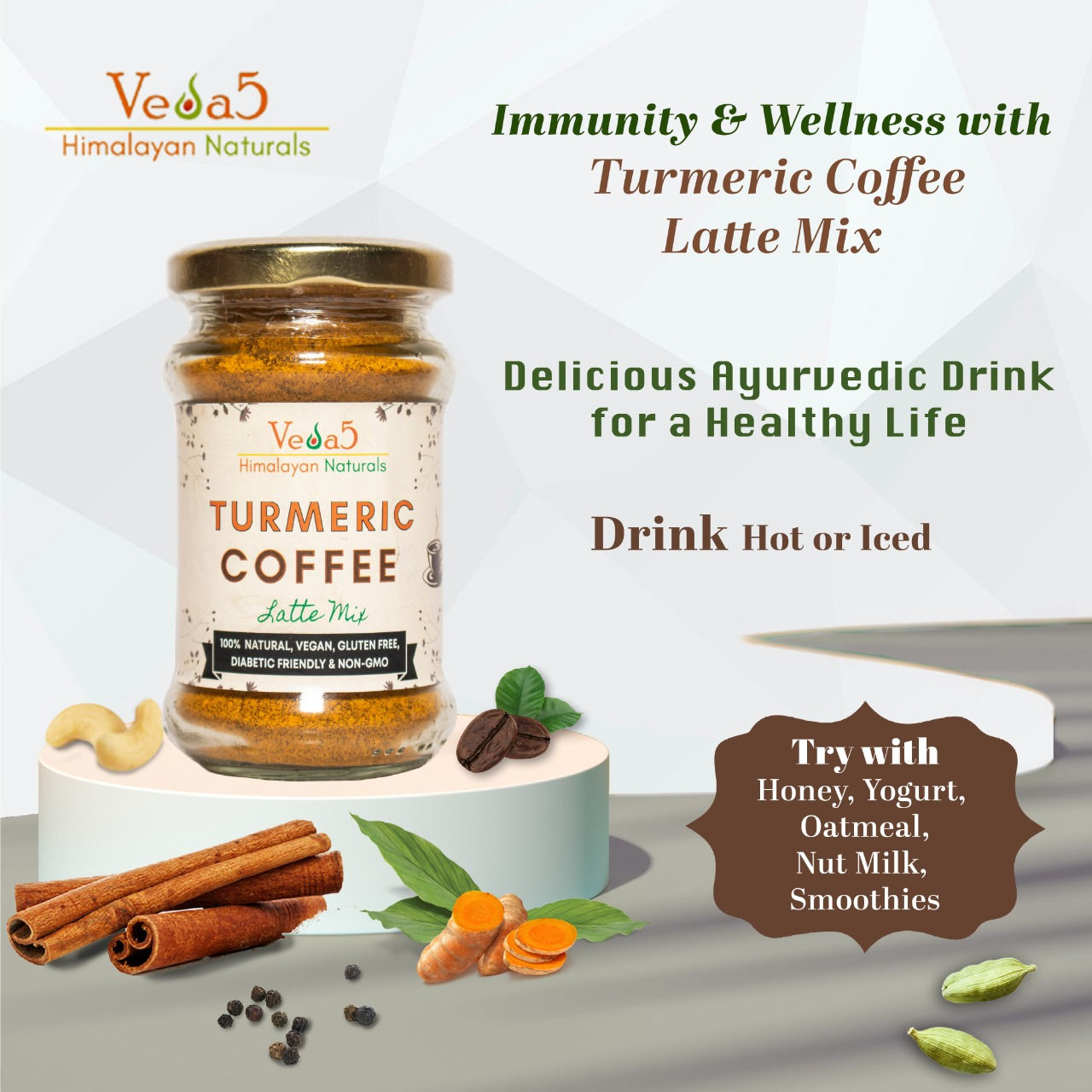 Turmeric Coffee Latte Mix Veda5 Himalayan Naturals