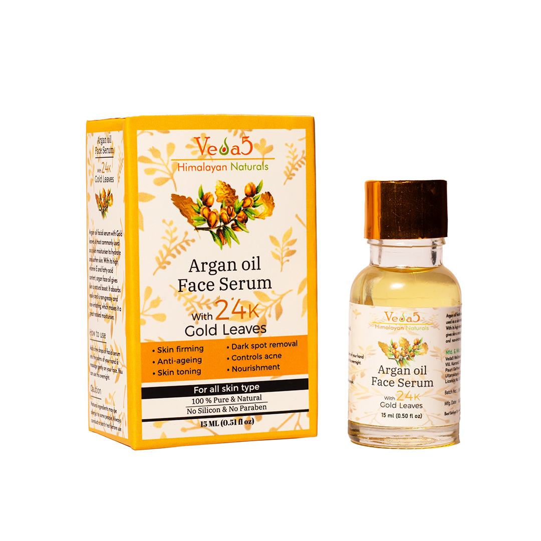 Argan Oil Face Serum with 24K Gold Leaves Veda5 Himalayan Naturals 1